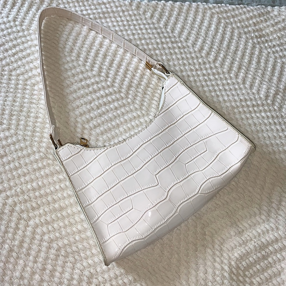White crocodile shoulder bag